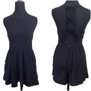Volcom Womens Black Sleeveless Macrame Romper Shorts Size XS Beach Summer Resort